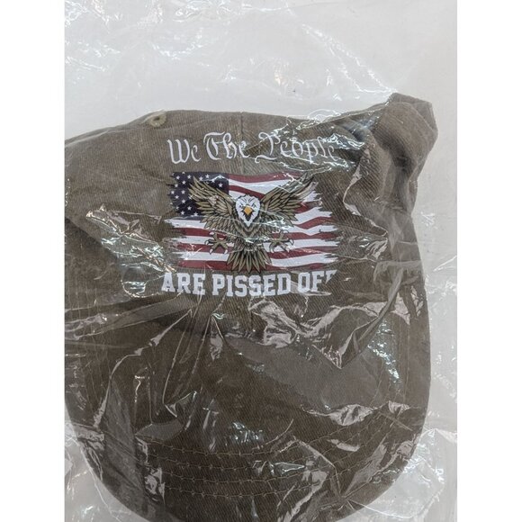 We The People Are Pissed Off Men Brown Adjustable Strap Back Cap Hat - Picture 2 of 6